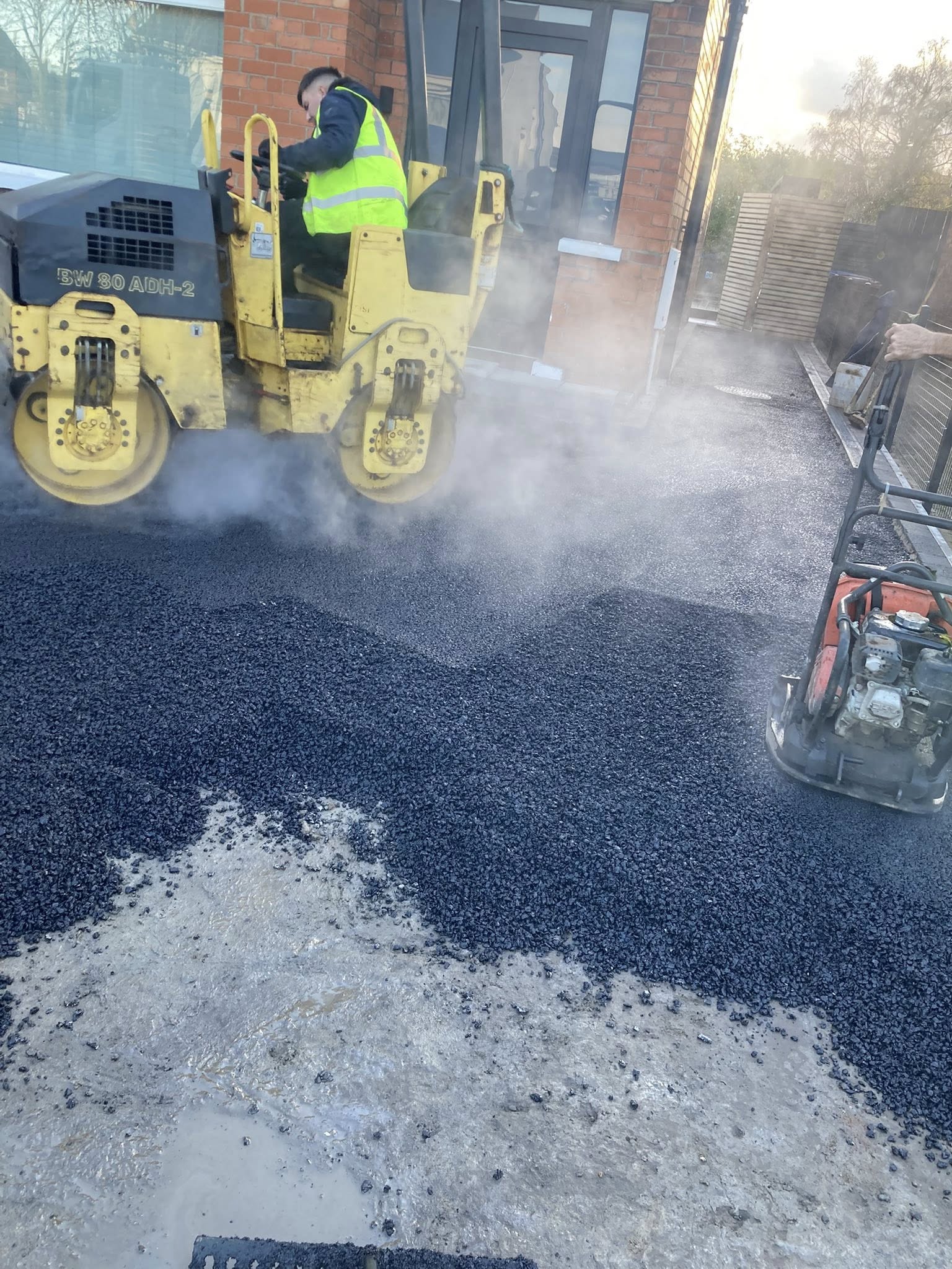 Professional driveway installation in progress