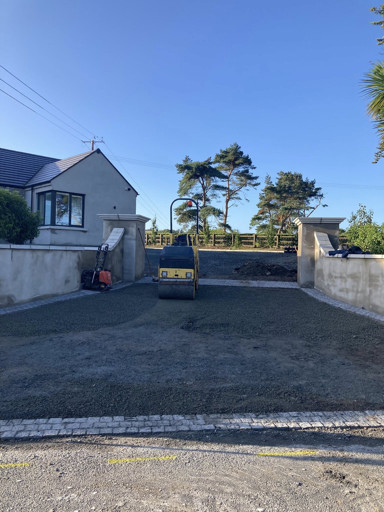 Site excavation and preparation for a new surface