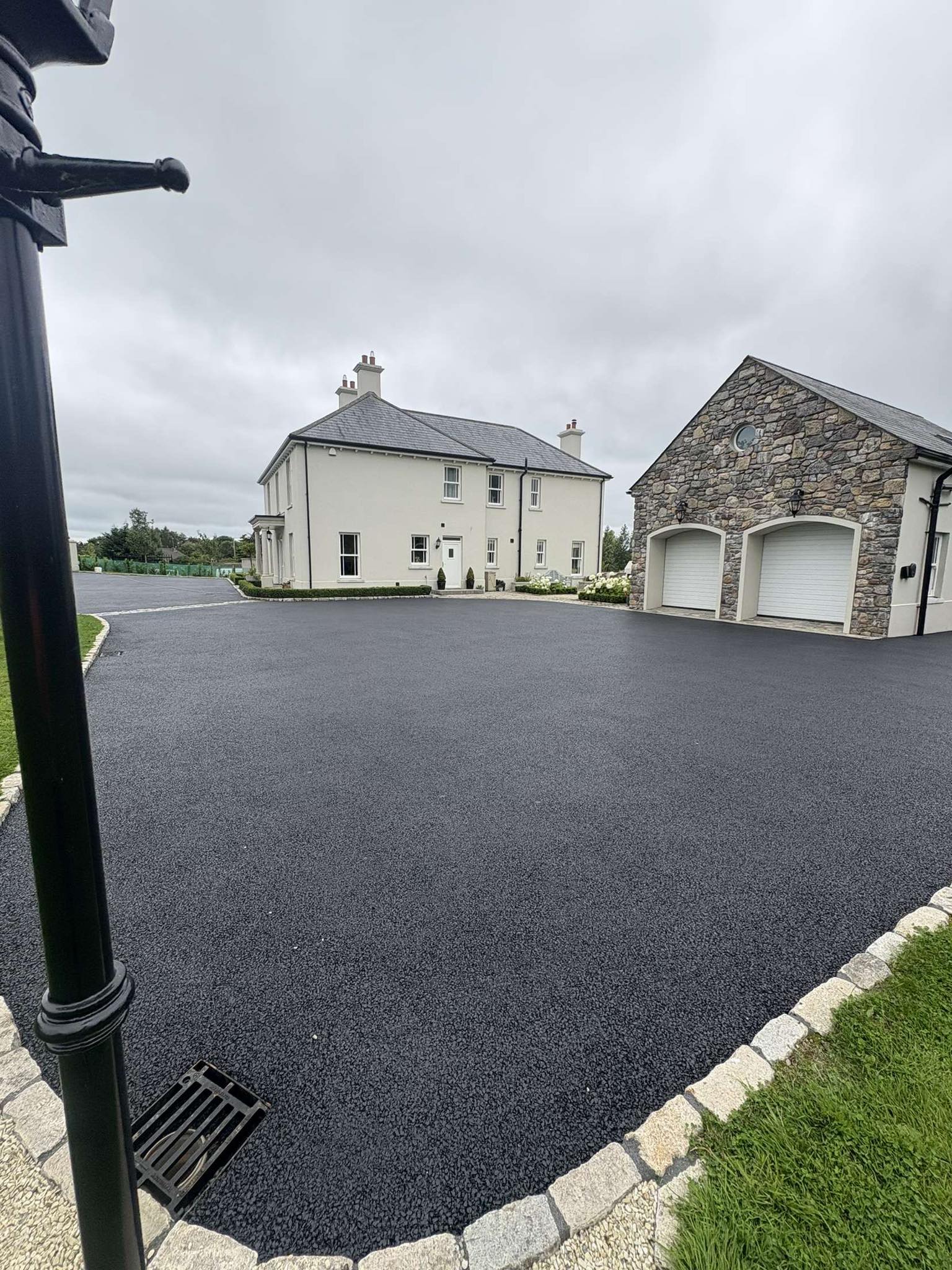 Newly completed driveway with a clean modern finish